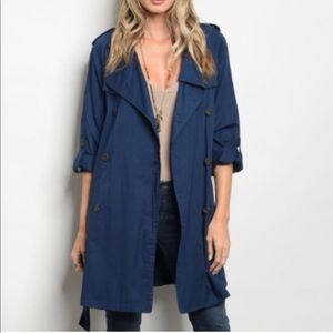 NWT 3/4 Length Navy Trench Coat